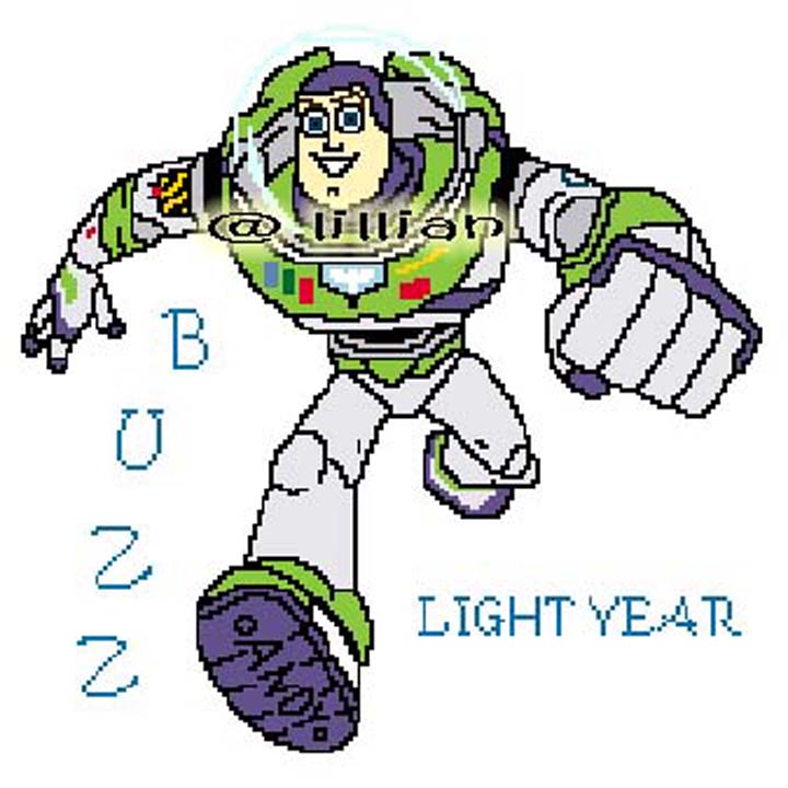 PDF ~TOY STORY BUZZ LIGHTYEAR HAPPY POTRAIT Counted Cross Stitch PATTERN