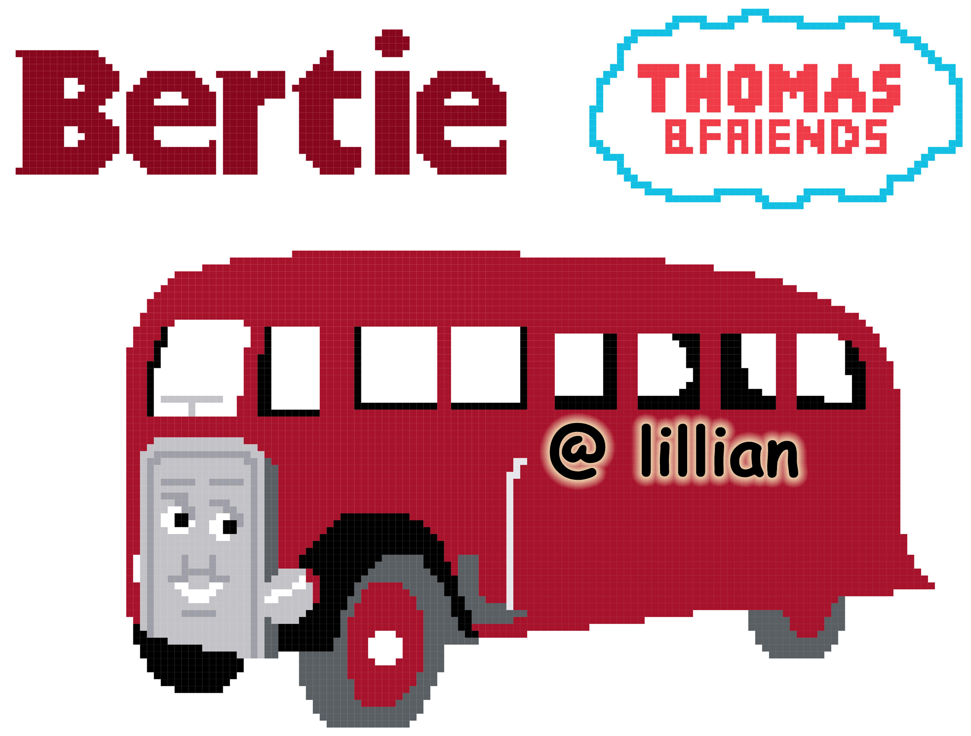 PDF ~ THOMAS & FRIENDS The Train Engine BERTIE Counted Cross Stitch PATTERN