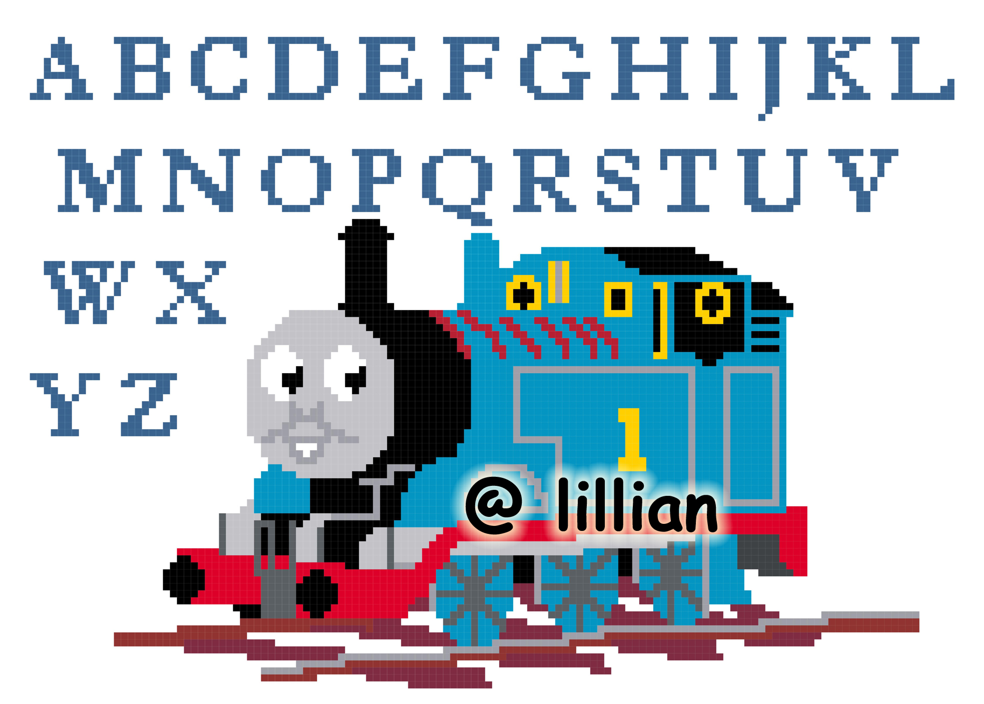 PDF ~ THOMAS & FRIENDS The Train Engine Sampler Alphabeticals Alphabets ABC Counted Cross Stitch PATTERN