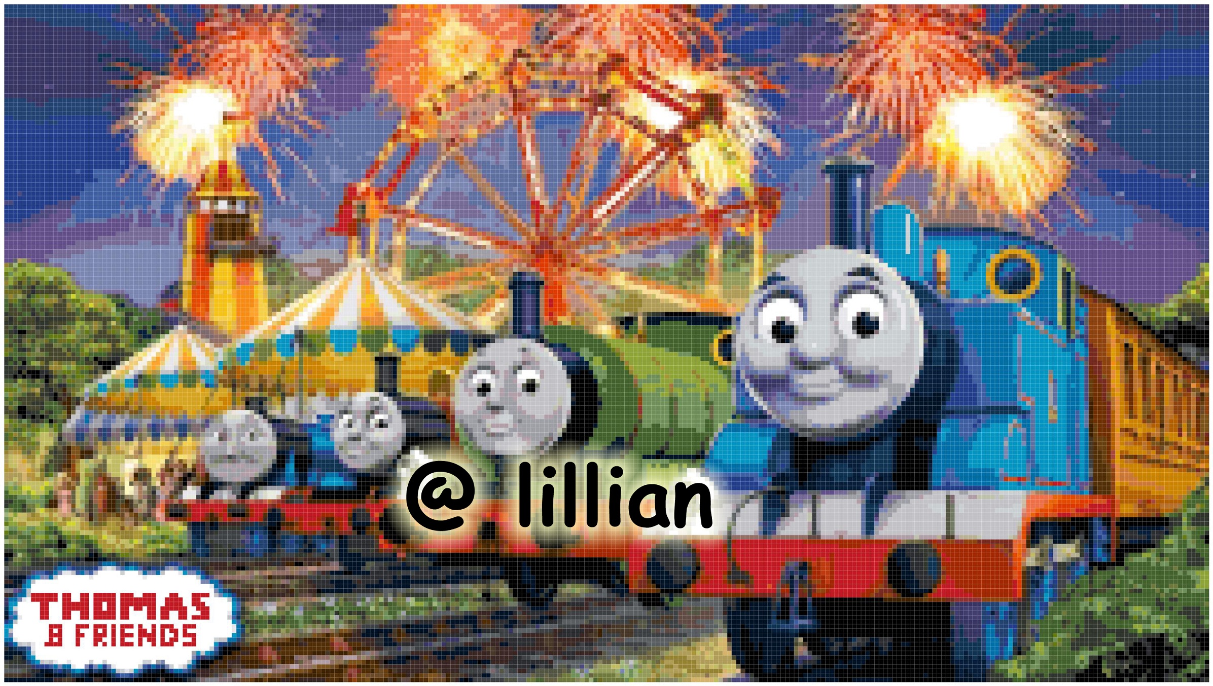 PDF ~ THOMAS & FRIENDS Thomas Train Engine FireCrackers Celebration Counted Cross Stitch PATTERN