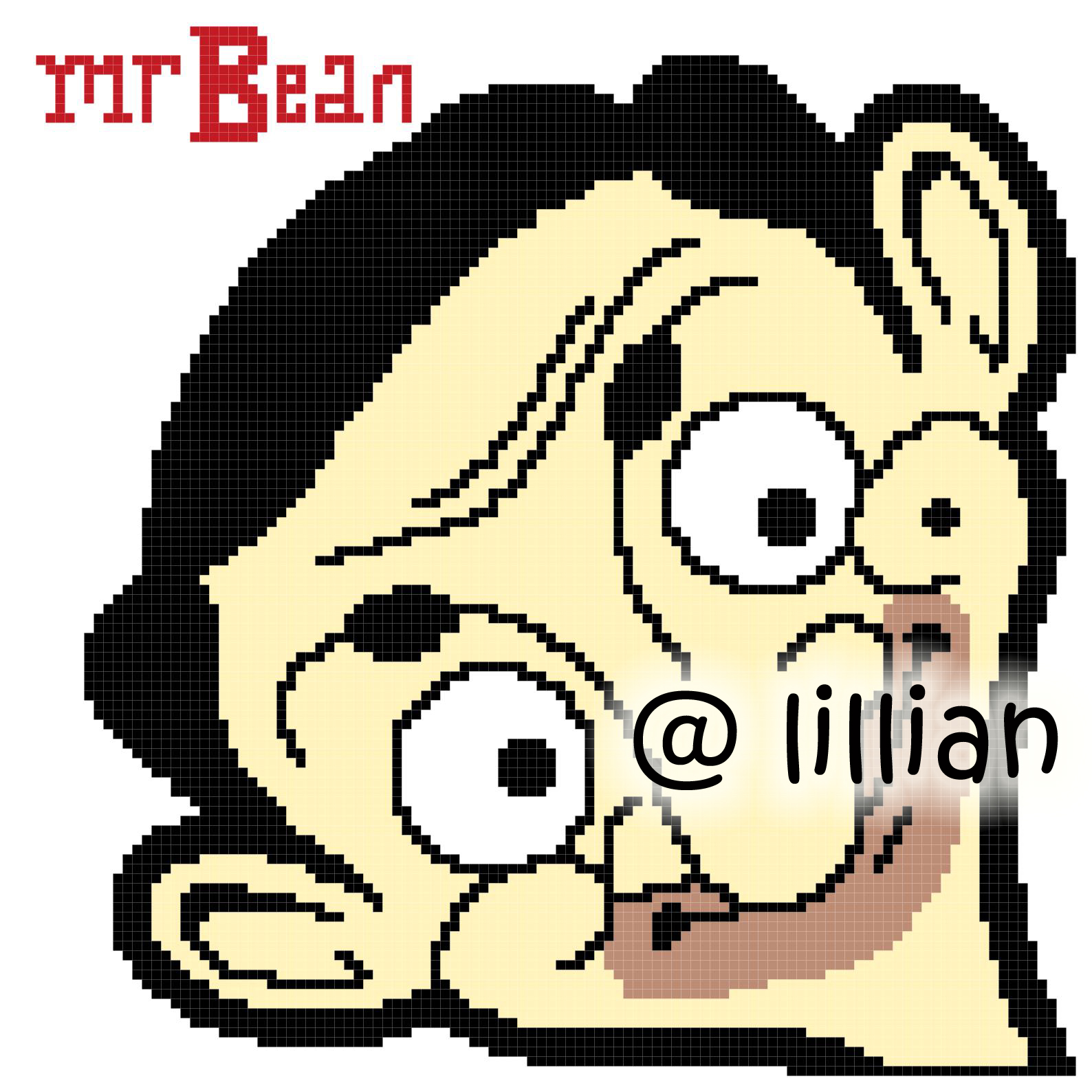 PDF ~ MR BEAN Face Smiling Potrait Counted Cross Stitch PATTERN