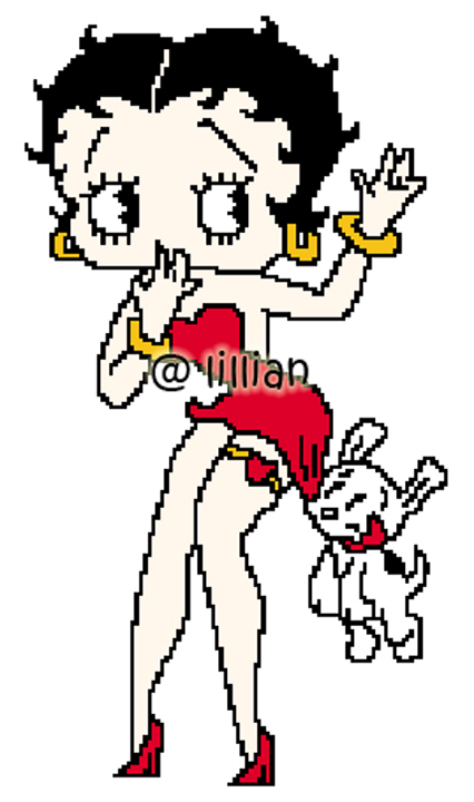 PDF ~ BETTY BOOP OOPS WITH PUPPY Counted Cross Stitch PATTERN