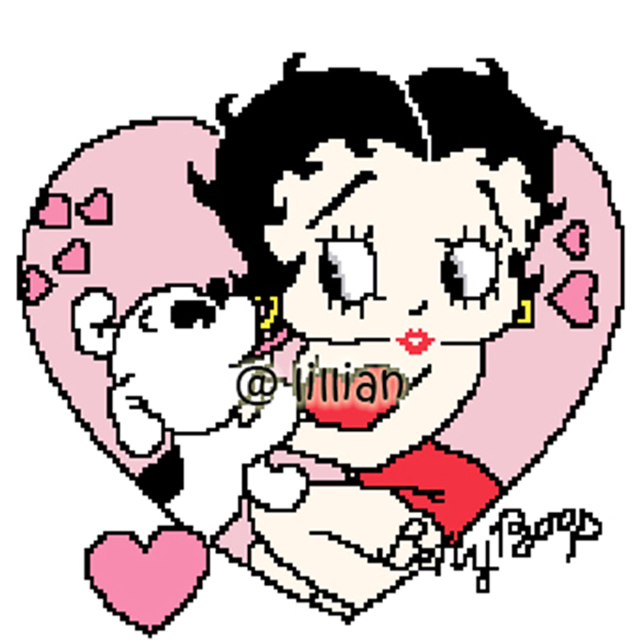 PDF ~ BETTY BOOP WITH PUPPY Counted Cross Stitch PATTERN