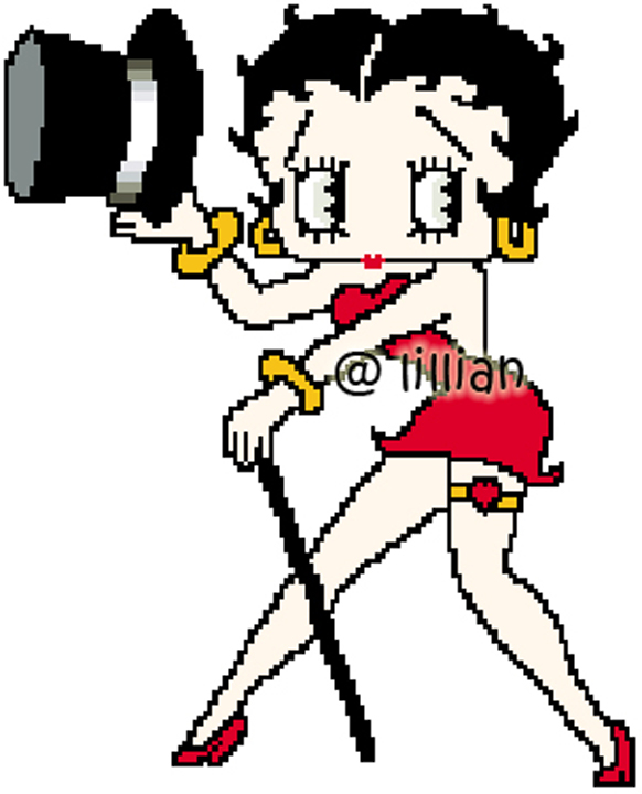 PDF ~ BETTY BOOP WITH STICK AND HAT Counted Cross Stitch PATTERN