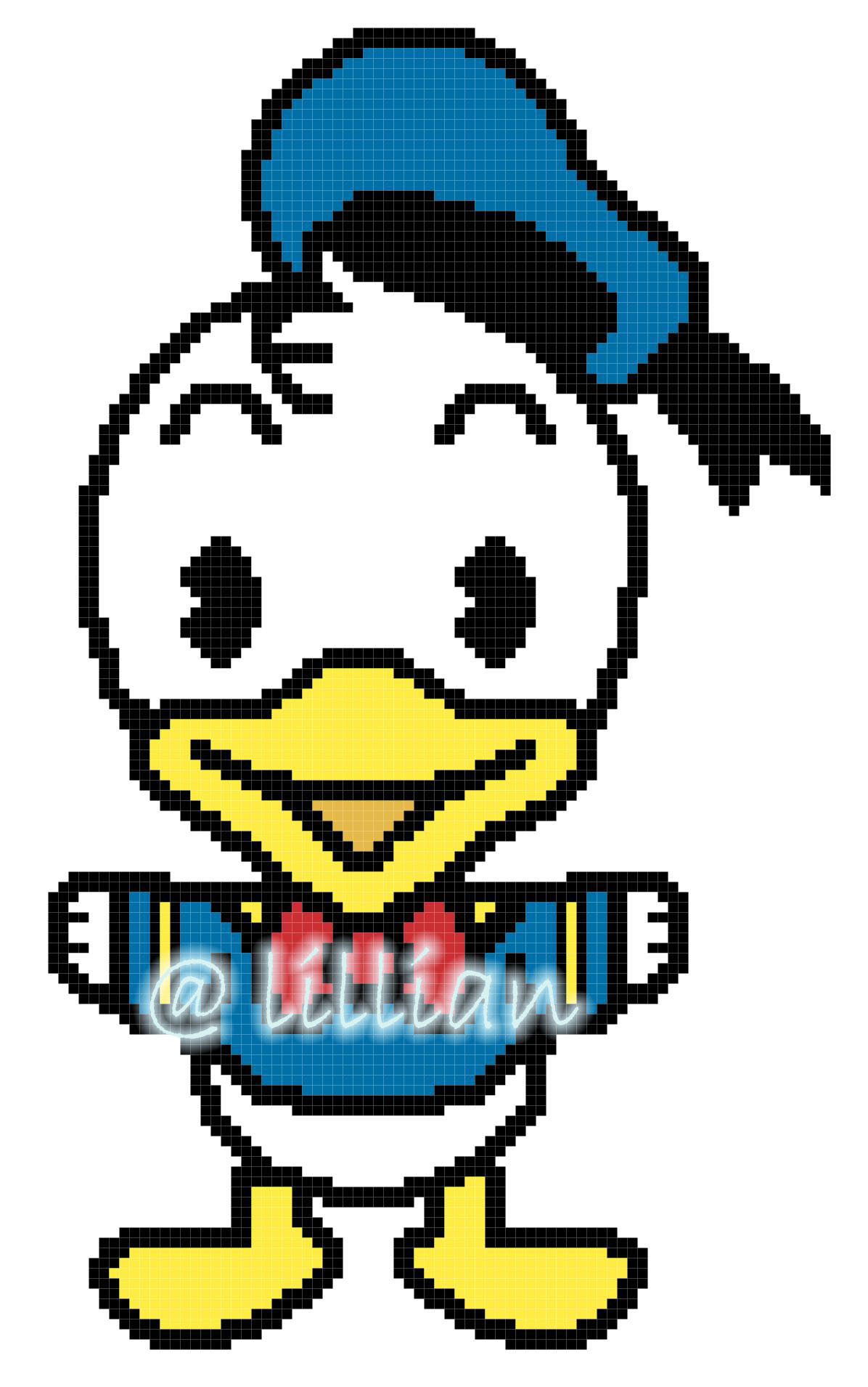 PDF ~ BABY DONALD DUCK Counted Cross Stitch PATTERN