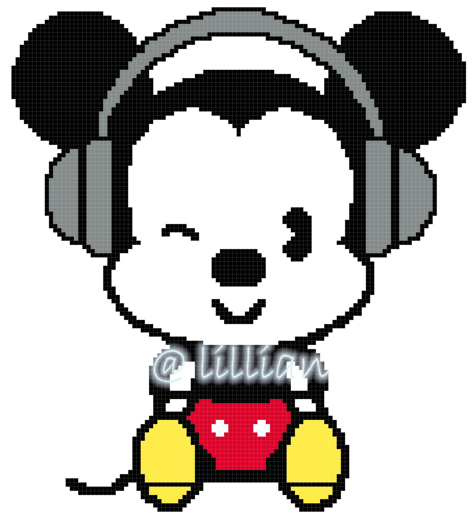 PDF ~ BABY MICKEY MOUSE MUSIC Counted Cross Stitch PATTERN