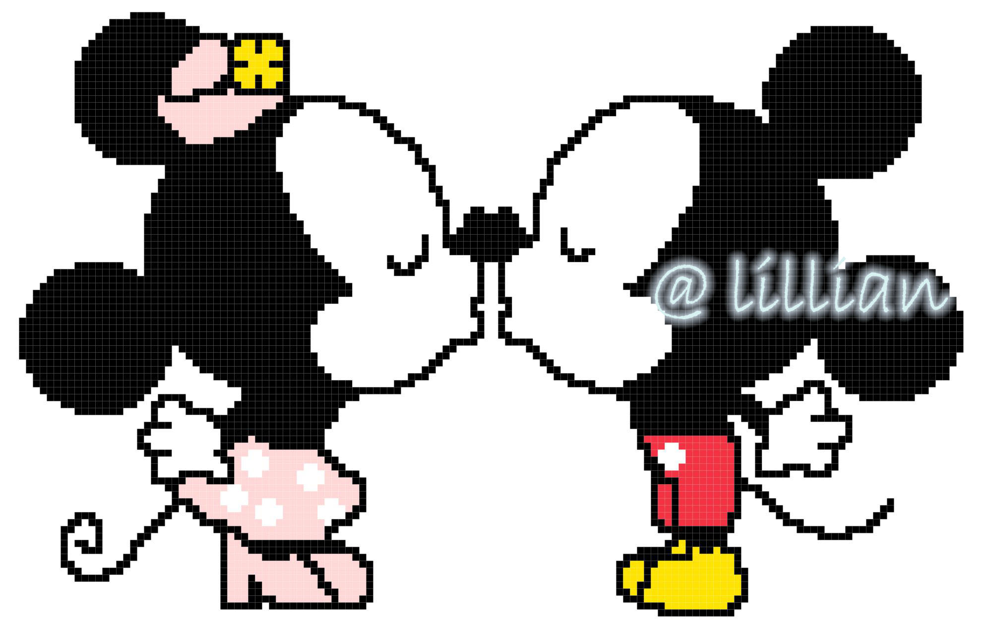 PDF ~ BABY MICKEY MINNIE MOUSE KISSING Counted Cross Stitch PATTERN