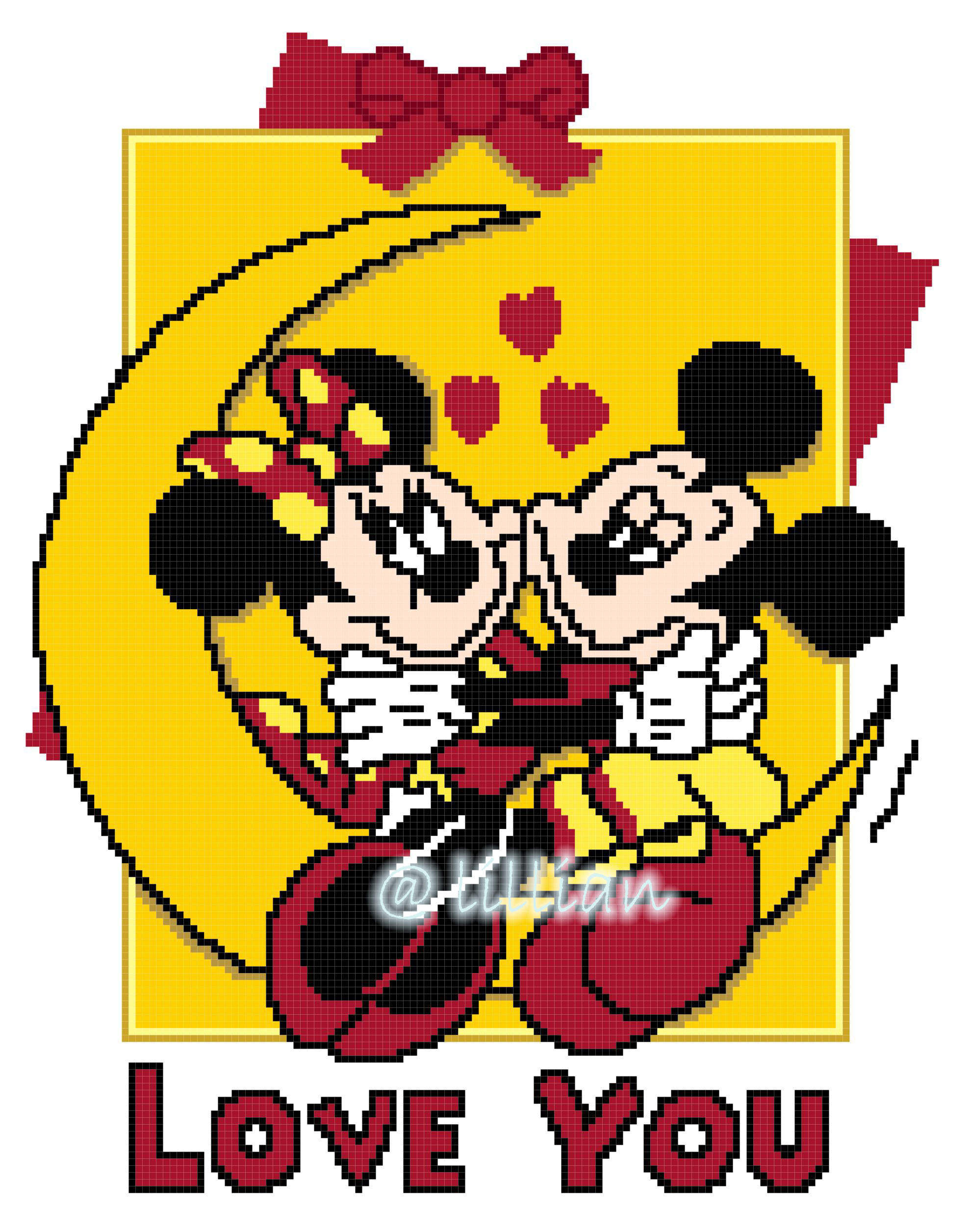 PDF ~ MICKEY MINNIE MOUSE DATING MOON Counted Cross Stitch PATTERN