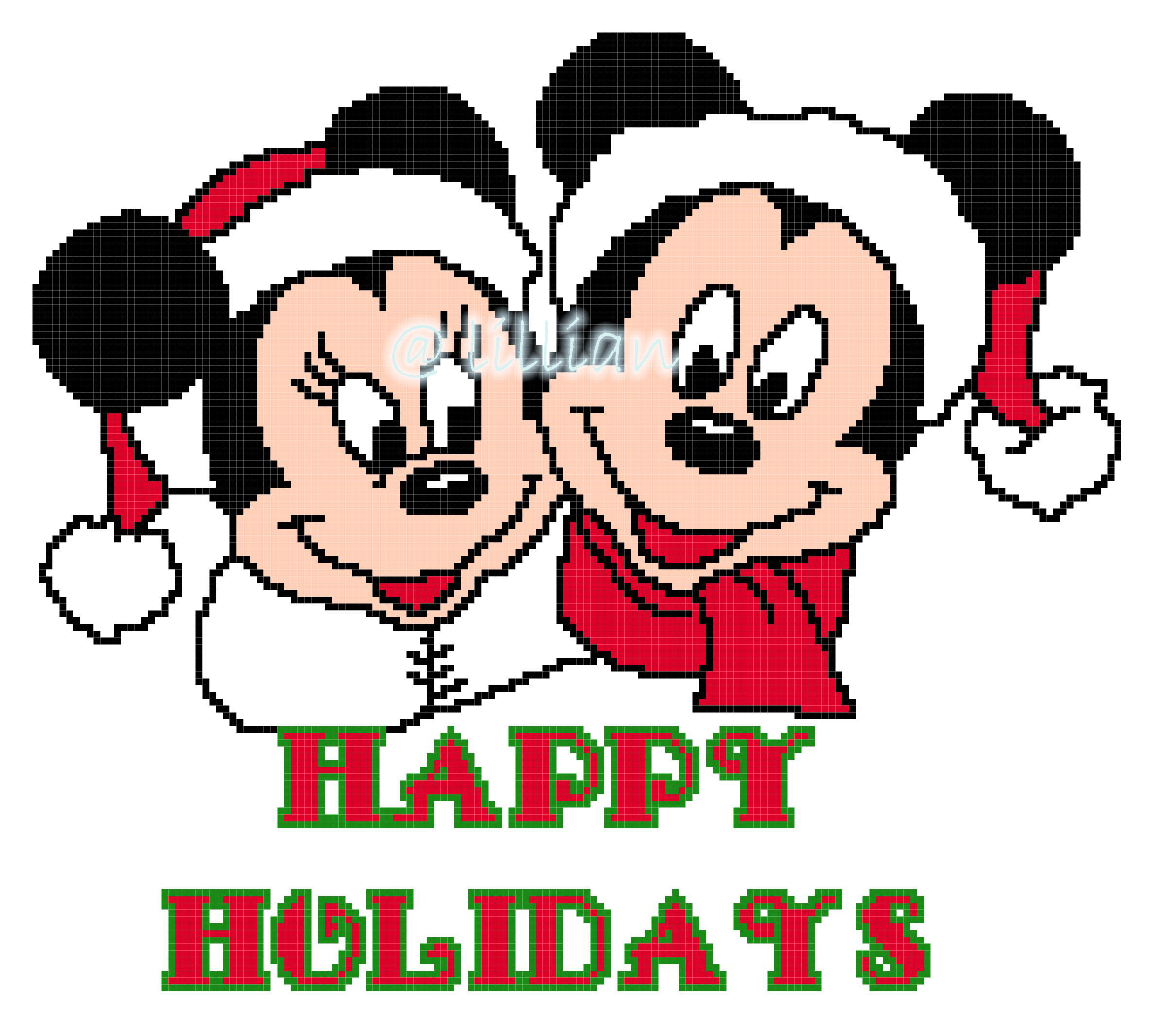 PDF ~ MICKEY MINNIE MOUSE HAPPY HOLIDAYS Counted Cross Stitch PATTERN