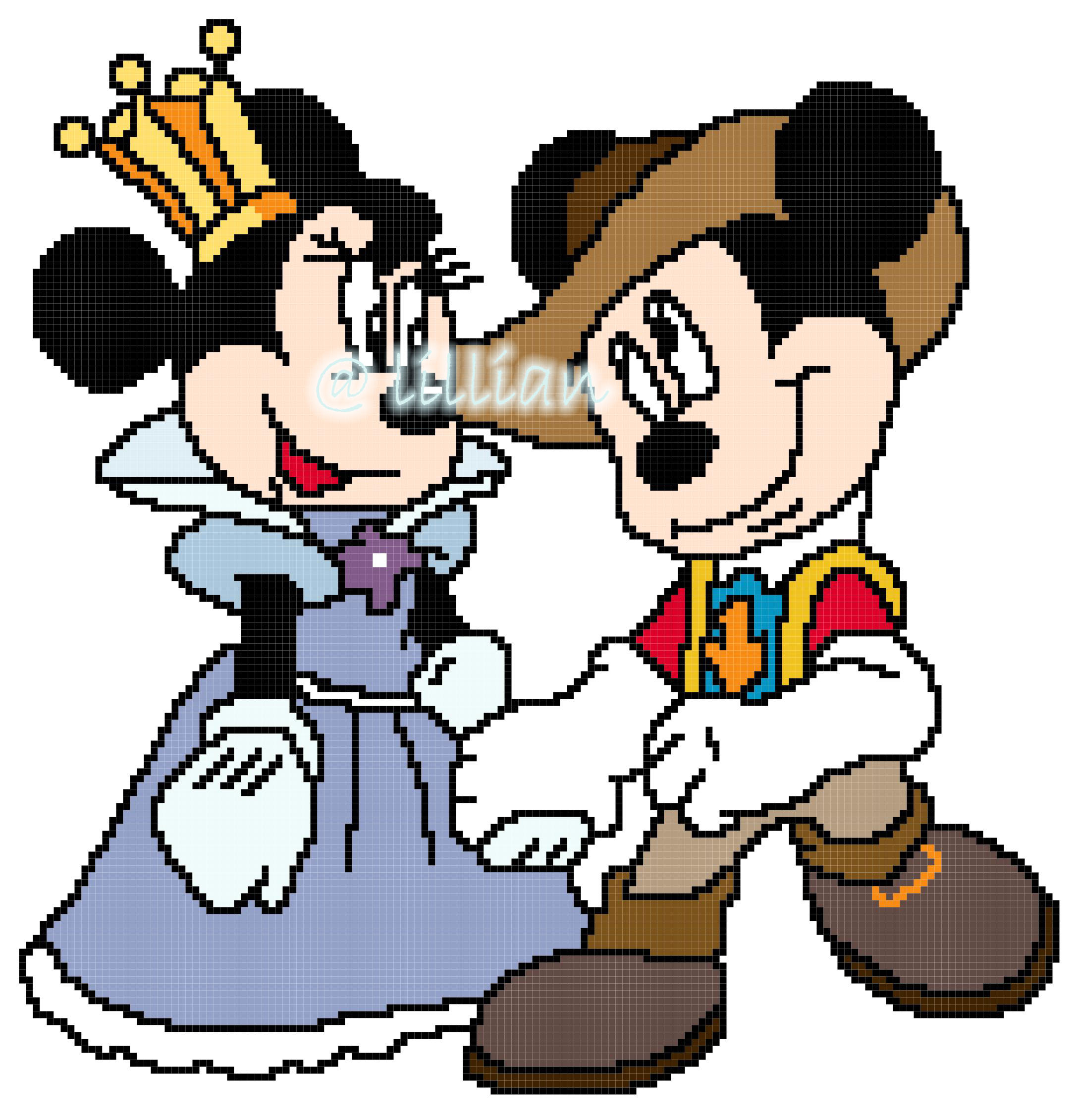 PDF ~ MICKEY MINNIE MOUSE KING QUEEN Counted Cross Stitch PATTERN
