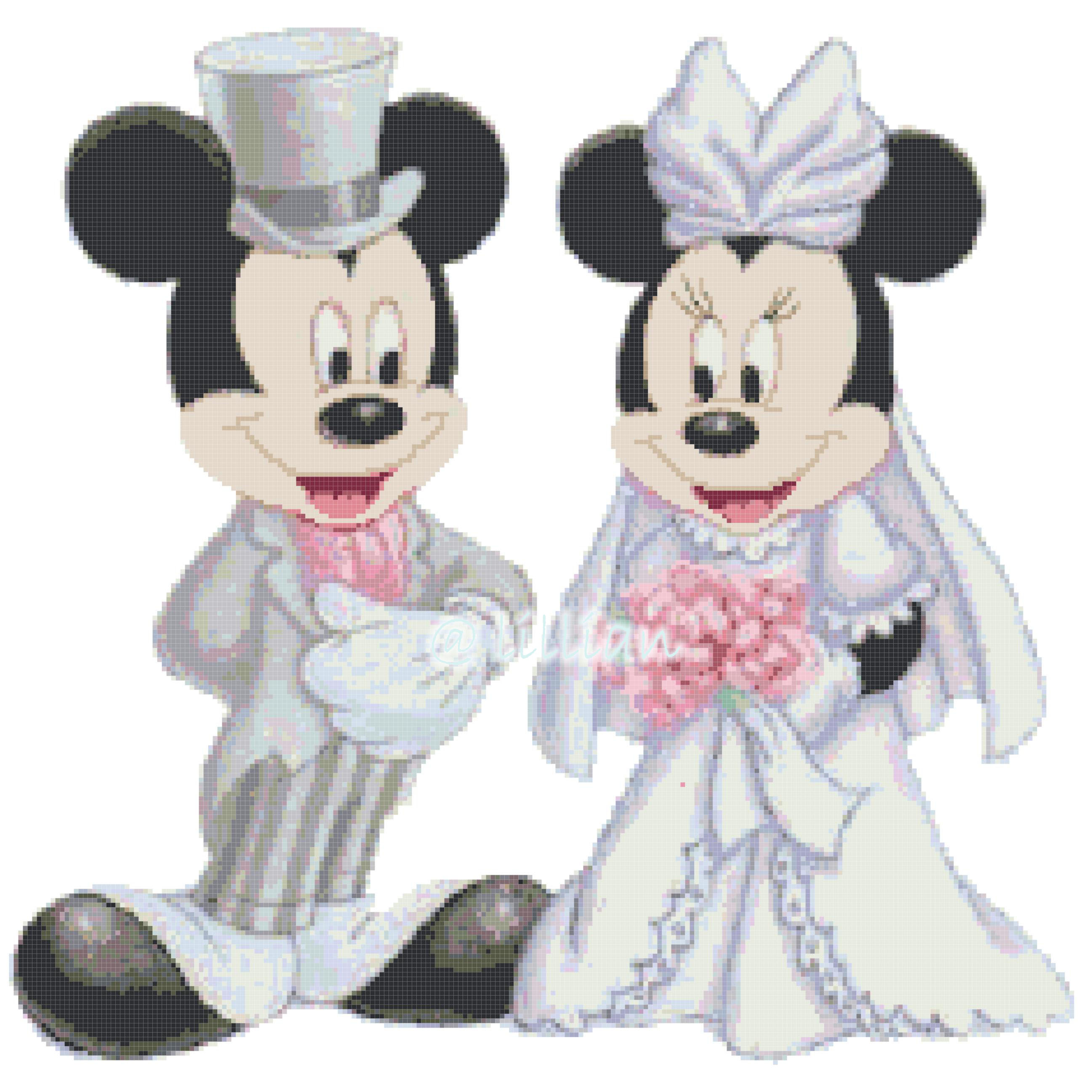 PDF ~ MICKEY MINNIE MOUSE WEDDING Counted Cross Stitch PATTERN