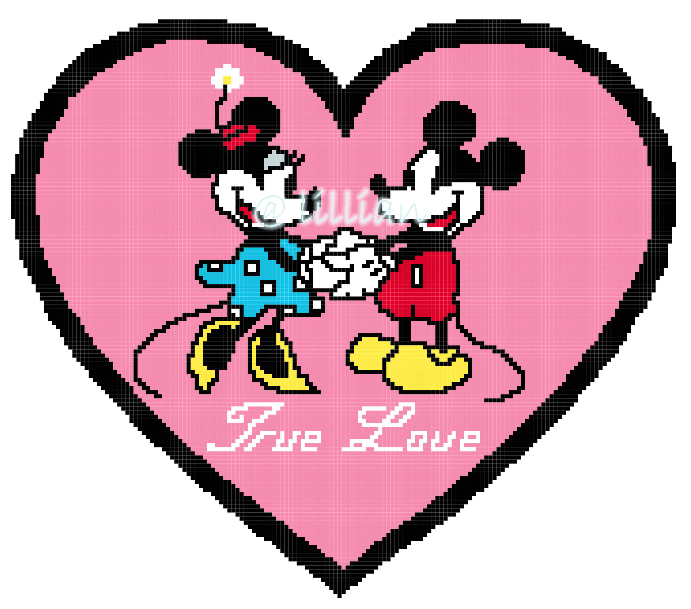 PDF ~ MICKEY MINNIE TRUE LOVE Counted Cross Stitch PATTERN
