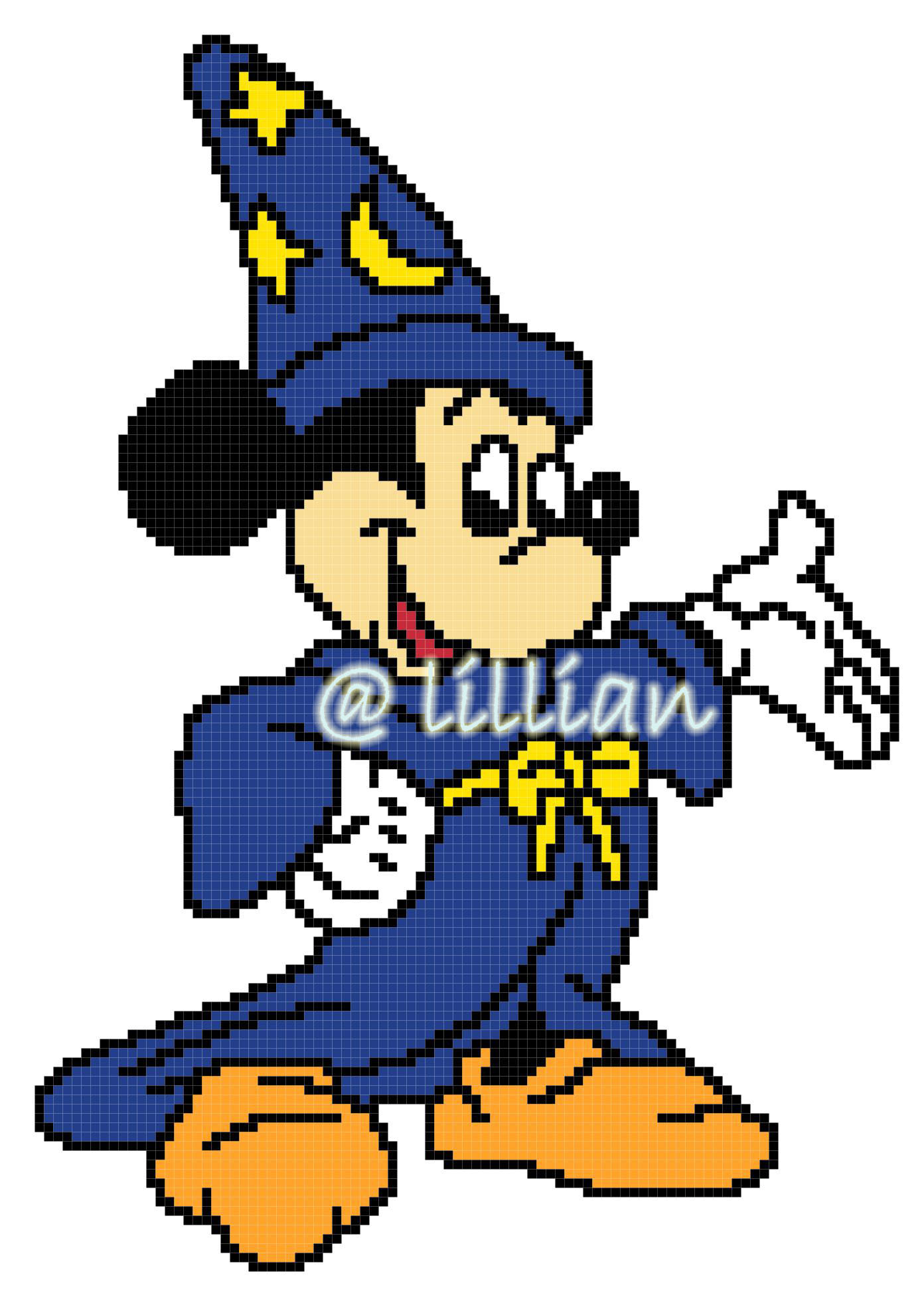 PDF ~ MICKEY MOUSE BLUE MAGICIAN Counted Cross Stitch PATTERN
