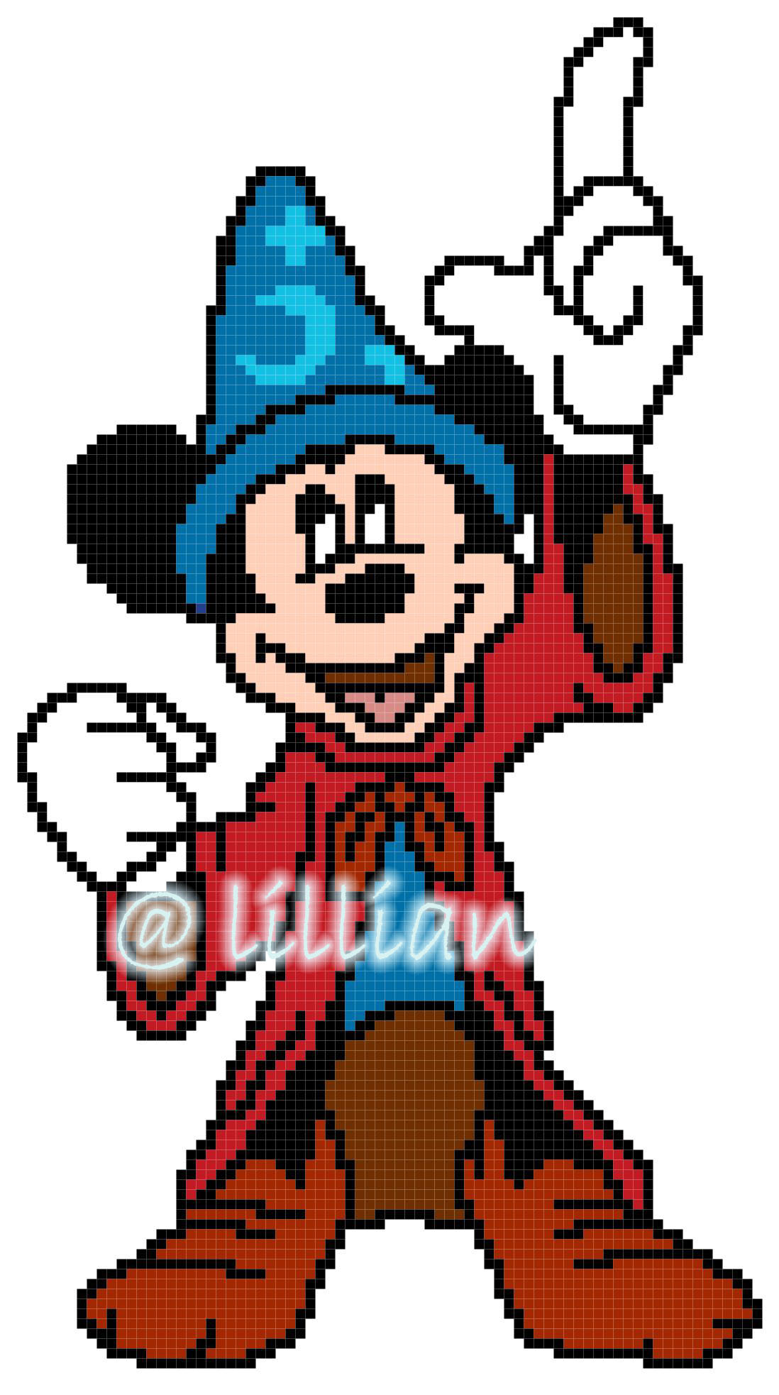PDF ~ MICKEY MOUSE RED MAGICIAN Counted Cross Stitch PATTERN