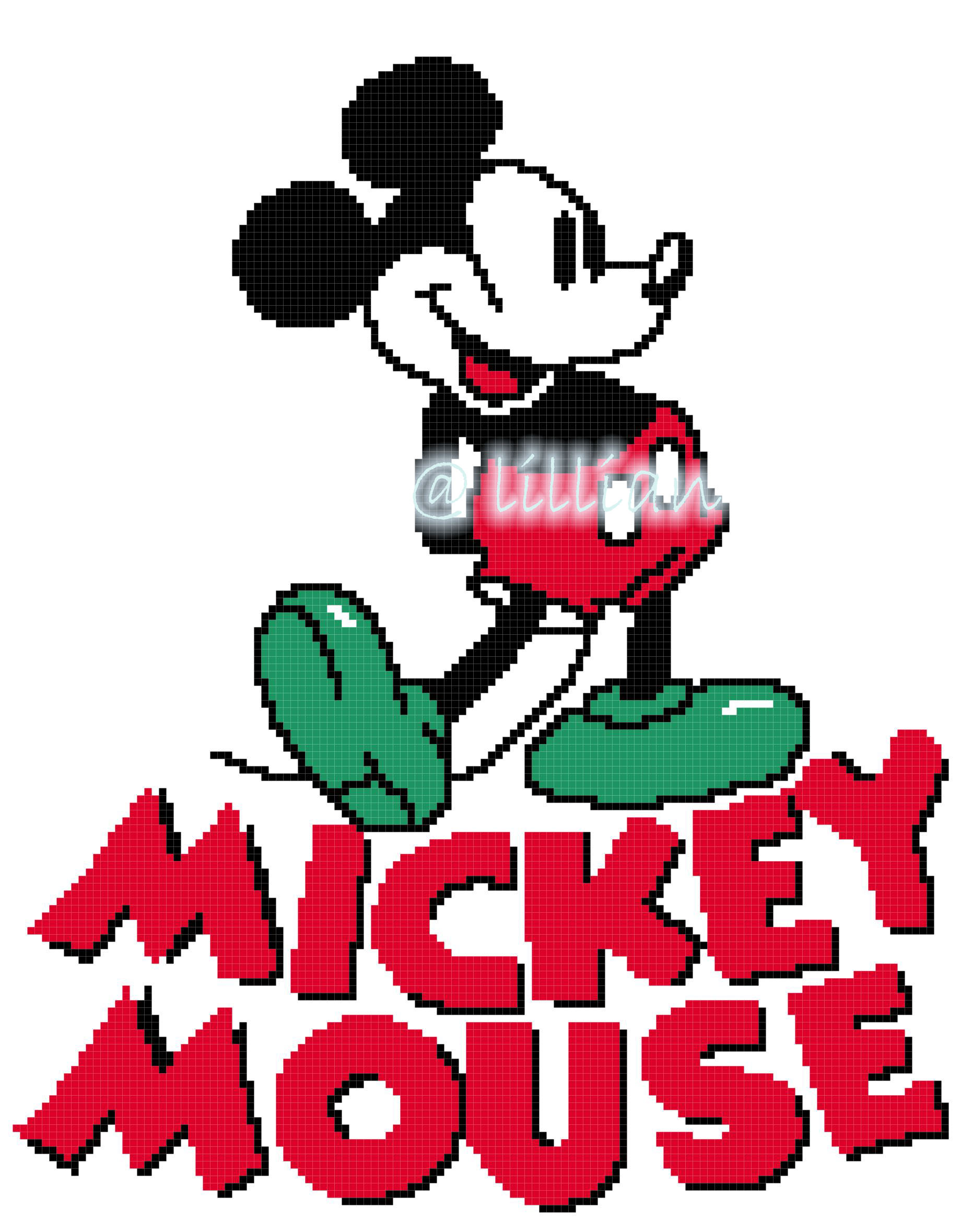 PDF ~ MICKEY MOUSE STANDING Counted Cross Stitch PATTERN