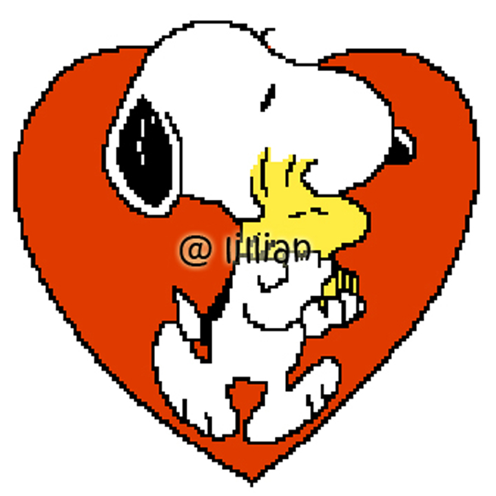 PDF ~ SNOOPY WOODSTOCK HEART Counted Cross Stitch PATTERN