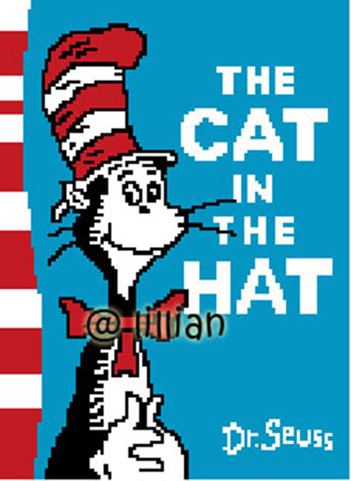 PDF ~ DR SEUSS The Cat In The Hat Counted Cross Stitch PATTERN