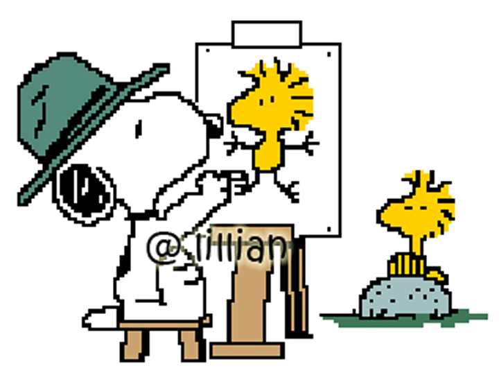 PDF ~ SNOOPY DRAW WOODSTOCK Counted Cross Stitch PATTERN