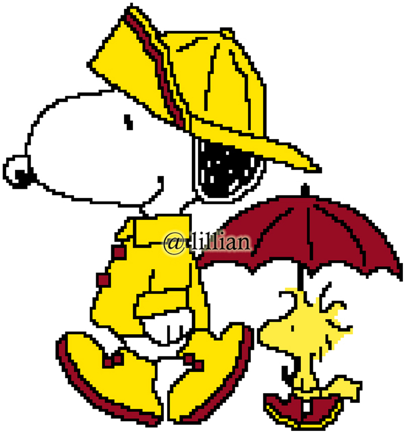 PDF ~ SNOOPY WOODSTOCK RAINCOAT Counted Cross Stitch PATTERN