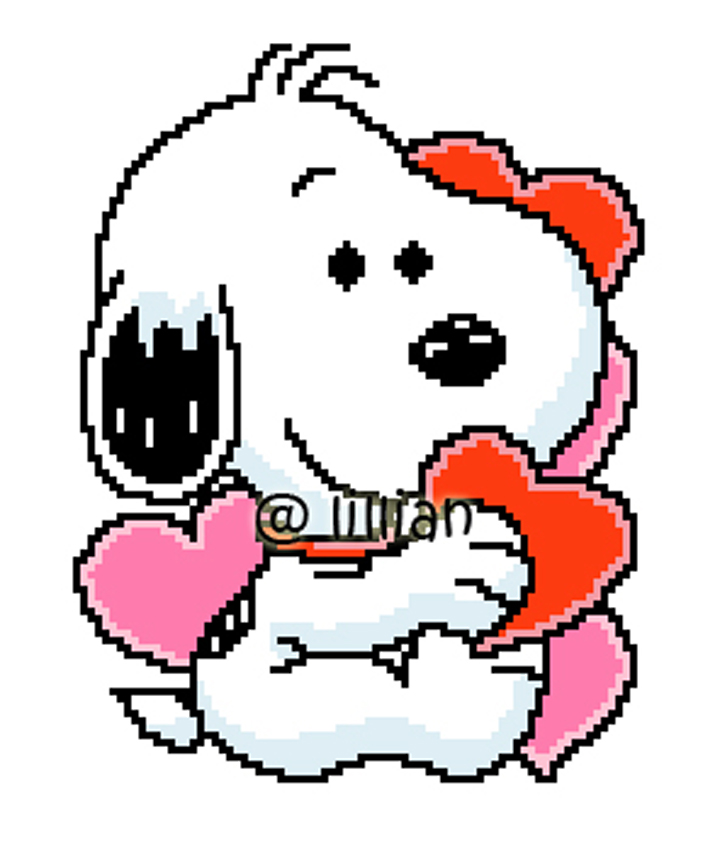 PDF ~ BABY SNOOPY HOLDING HEARTS Counted Cross Stitch PATTERN