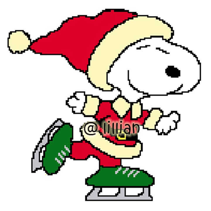 PDF ~ SNOOPY SANTA SKATING Counted Cross Stitch PATTERN