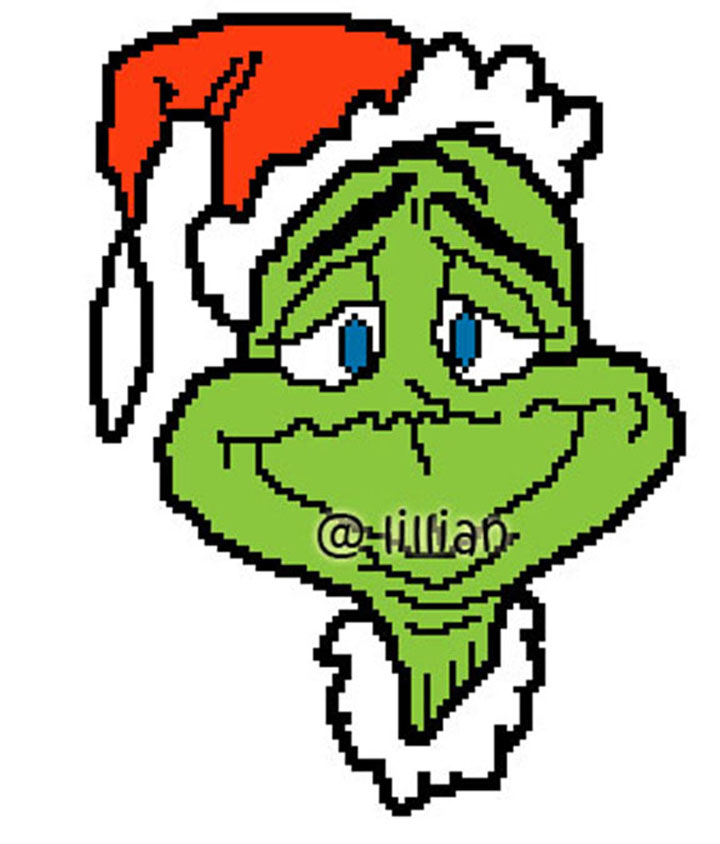 PDF ~ DR SEUSS The Cat In The Hat Grinch Christmas Potrait Counted Cross Stitch PATTERN