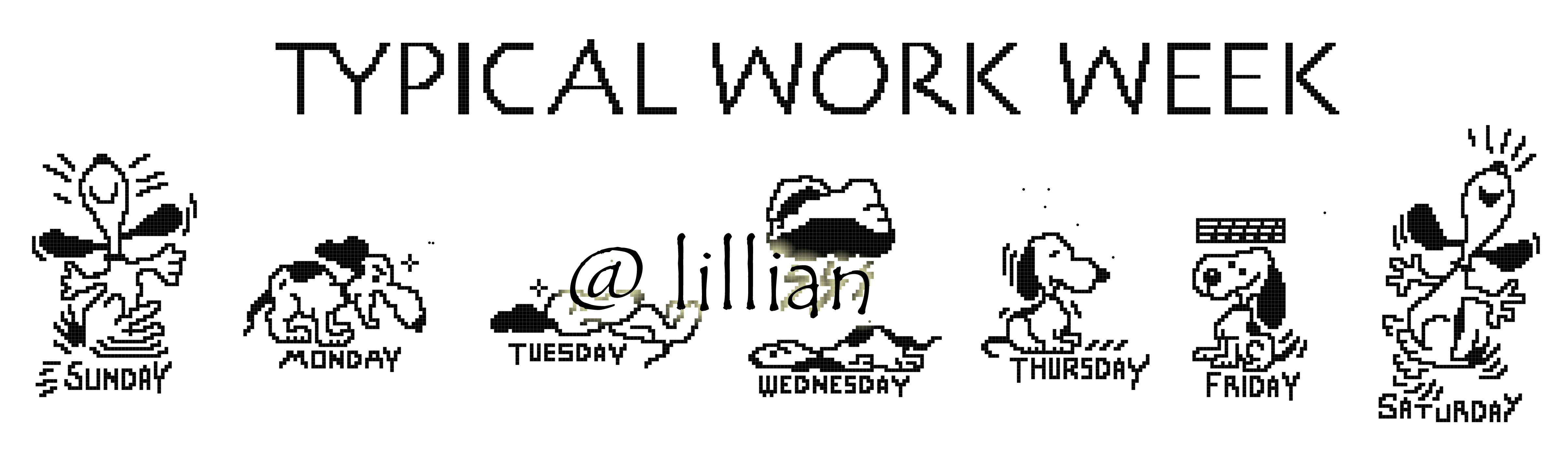 PDF ~ SNOOPY TYPICAL WORK WEEK Counted Cross Stitch PATTERN