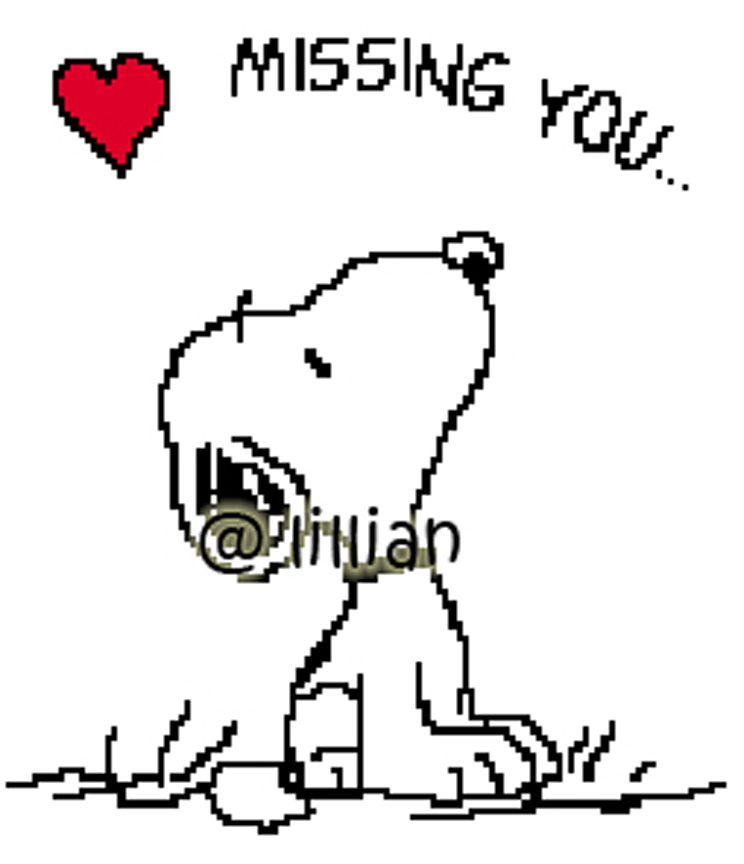 PDF ~ SNOOPY MISSING YOU Counted Cross Stitch PATTERN