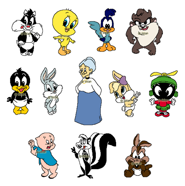 PDF ~ BABY LOONEY TUNES Set of 12 TWEETY TAZ BUGS BUNNY TWEETY BIRD Counted Cross Stitch PATTERNS