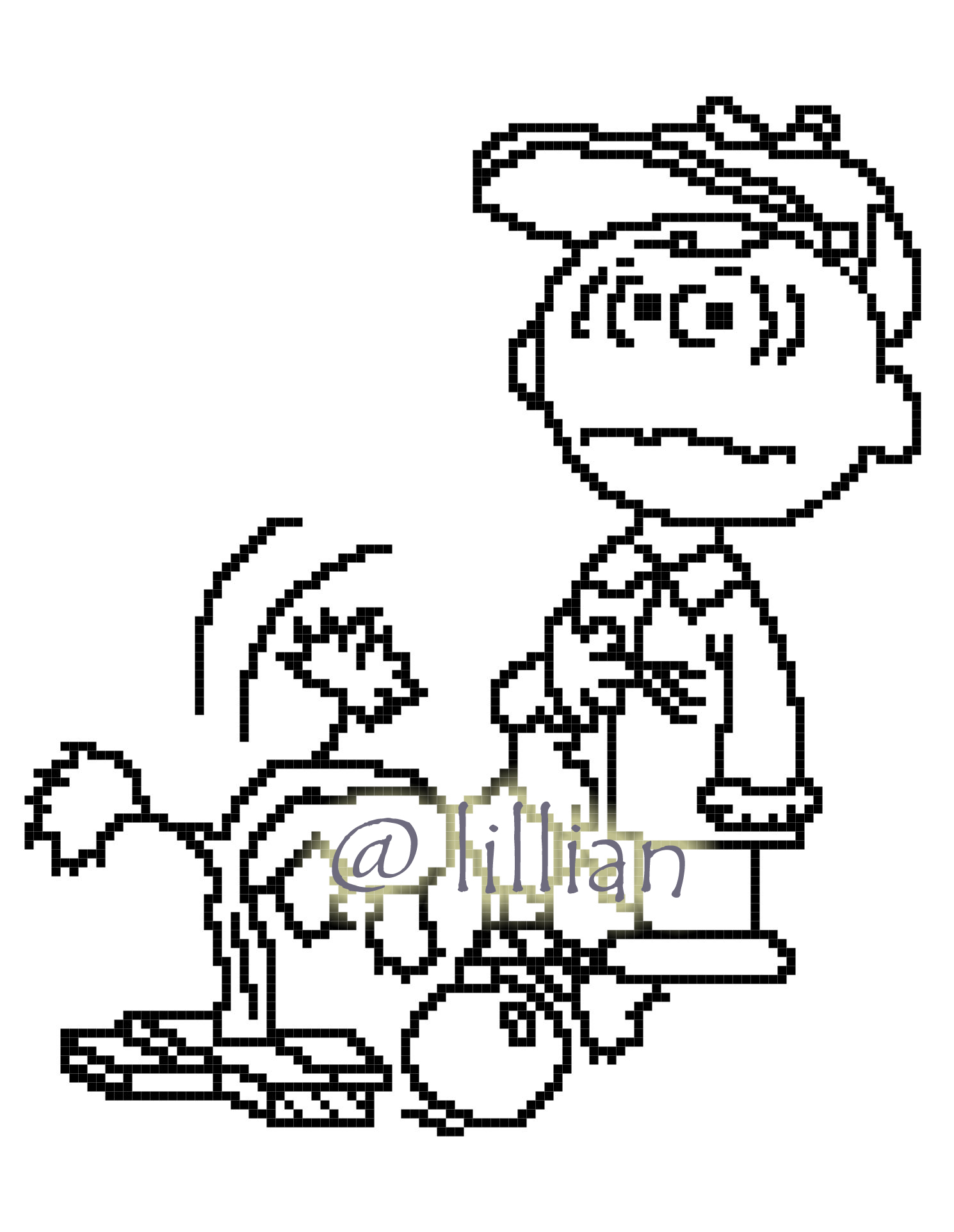 PDF ~ SNOOPY CHARLIE BROWN MOODY OUTLINE Counted Cross Stitch PATTERN