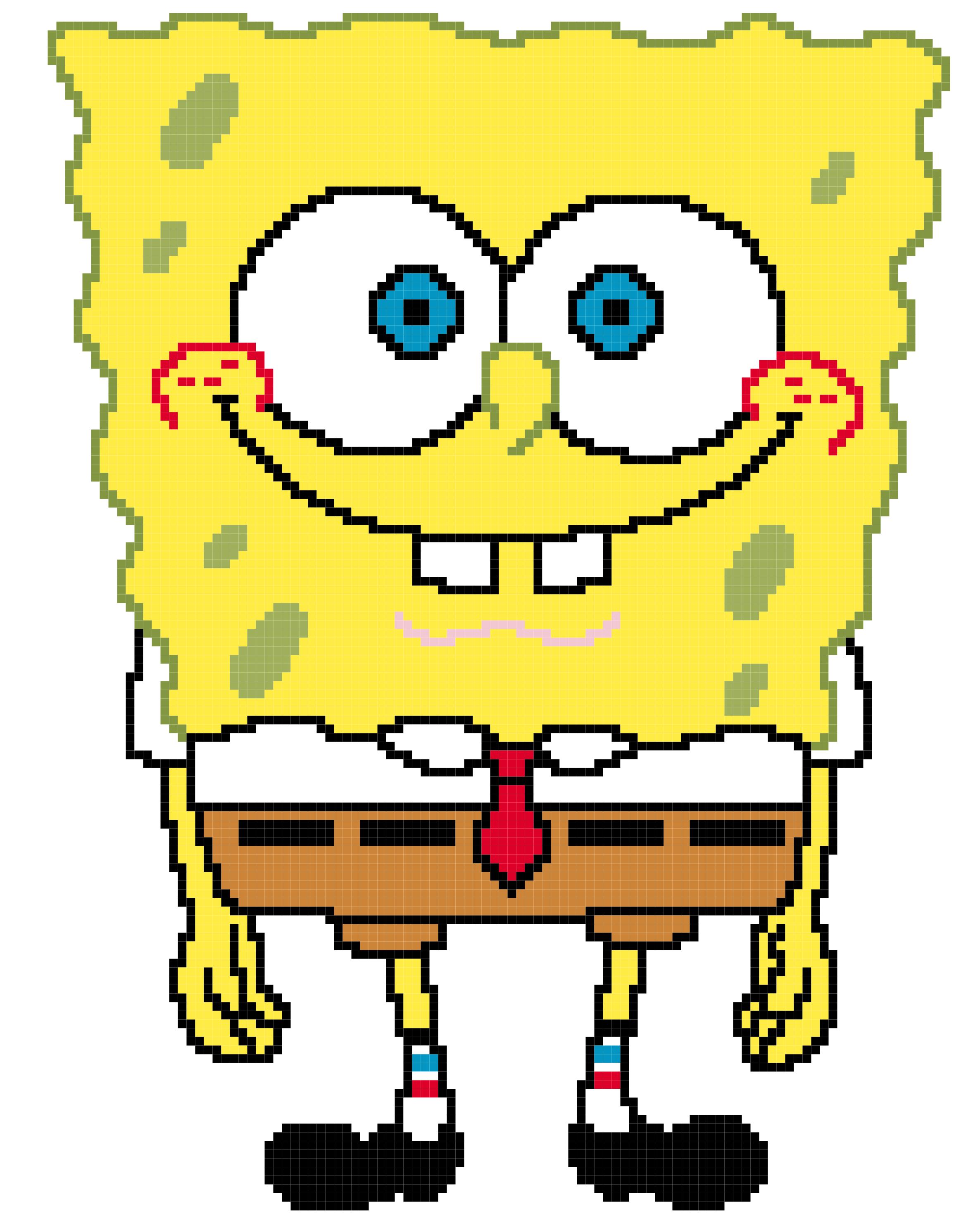 PDF ~ SPONGEBOB FRIENDS SPONGEBOB SQUARE PANTS SMILING Counted Cross Stitch PATTERN