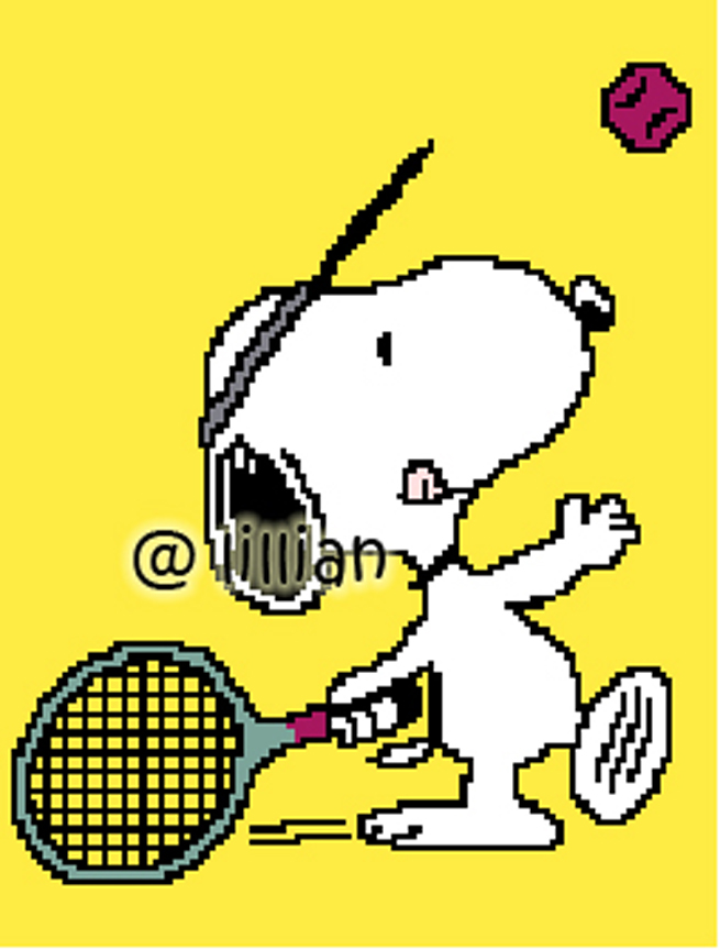 PDF ~ SNOOPY PLAYING TENNIS Counted Cross Stitch PATTERN