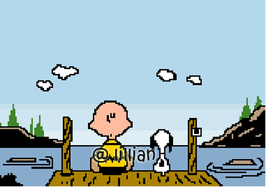 PDF ~ SNOOPY & CHARLIE BACK SEAVIEW Counted Cross Stitch PATTERN