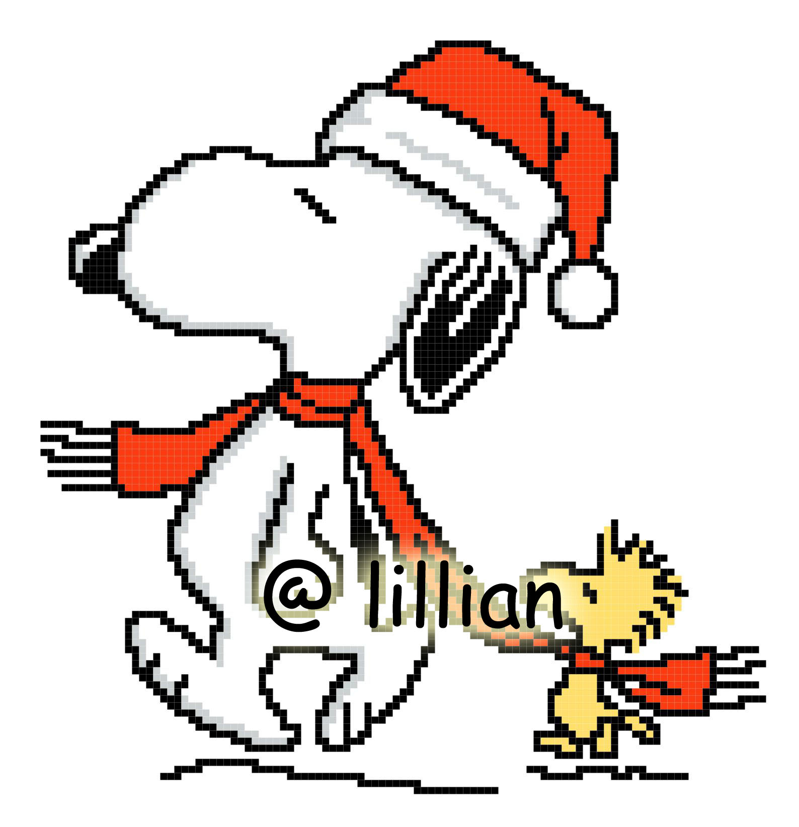PDF ~ SNOOPY WOODSTOCK CHRISTMAS SANTA POTRAIT Counted Cross Stitch PATTERN