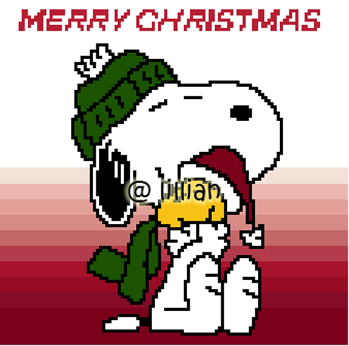 PDF ~ SNOOPY WOODSTOCK WISHING MERRY CHRISTMAS Counted Cross Stitch PATTERN