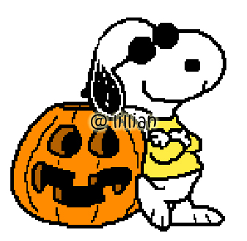 PDF ~ SNOOPY WITH PUMPKIN Counted Cross Stitch PATTERN