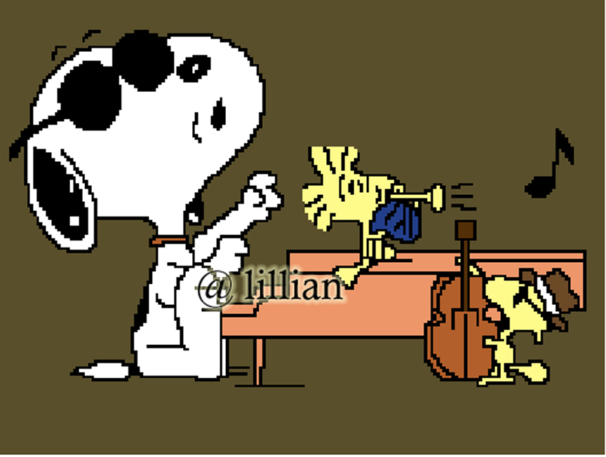PDF ~ SNOOPY & WOODSTOCK PLAYING PIANO Counted Cross Stitch PATTERN