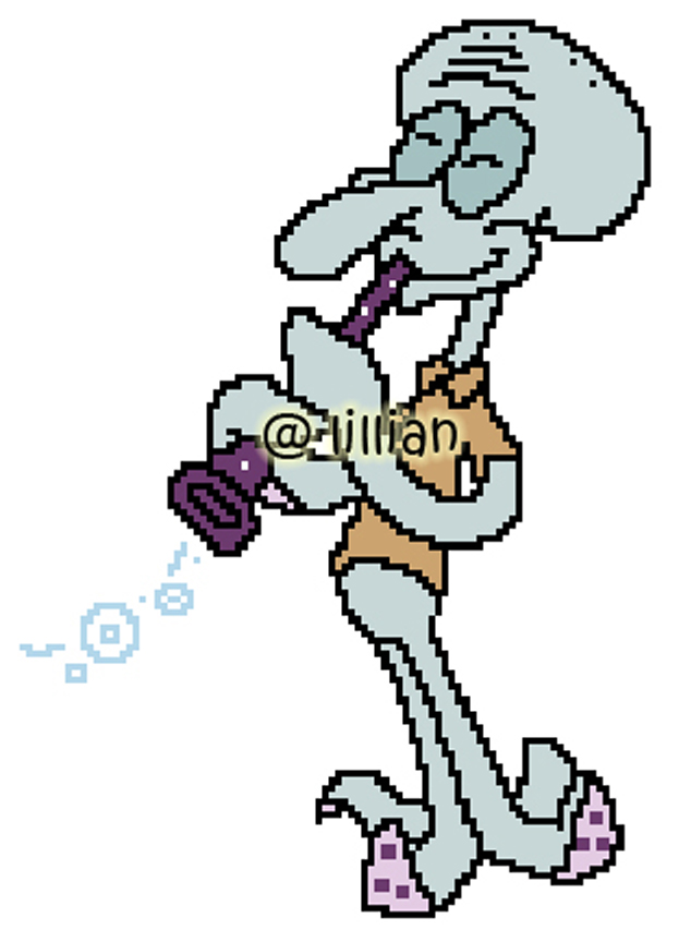 PDF ~ SPONGEBOB FRIENDS SQUIDWARD TENTACLES Counted Cross Stitch PATTERN