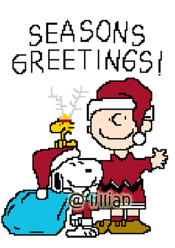 PDF ~ SNOOPY WOODSTOCK CHARLIE SEASONS GREETINGS Counted Cross Stitch PATTERN