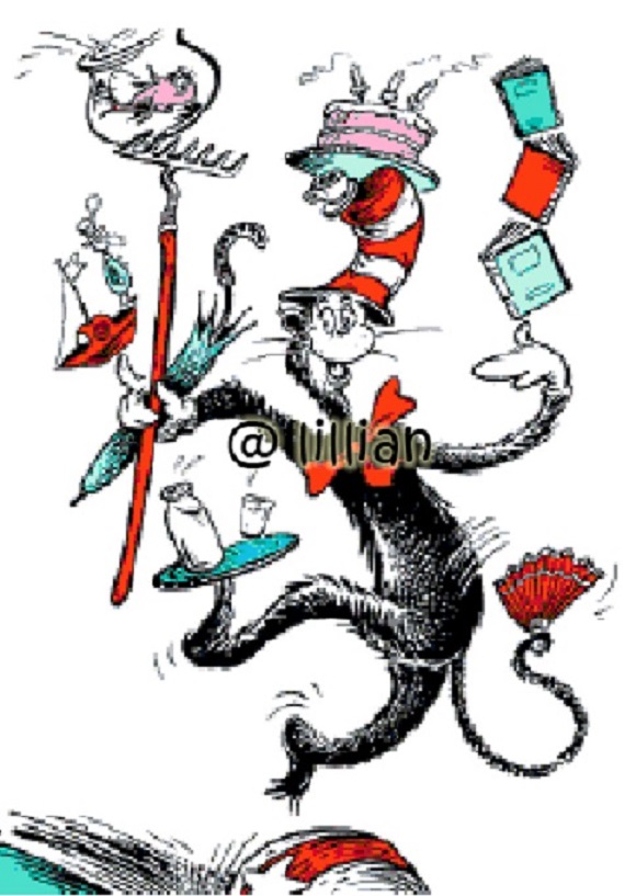 PDF ~ DR SEUSS The Cat In The Hat Juggling Plain Counted Cross Stitch PATTERN