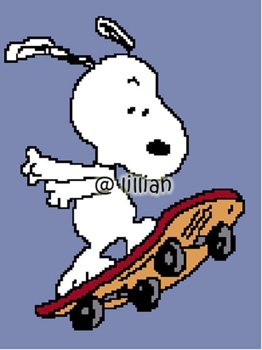 PDF ~ SNOOPY SKATEBOARDING Counted Cross Stitch PATTERN