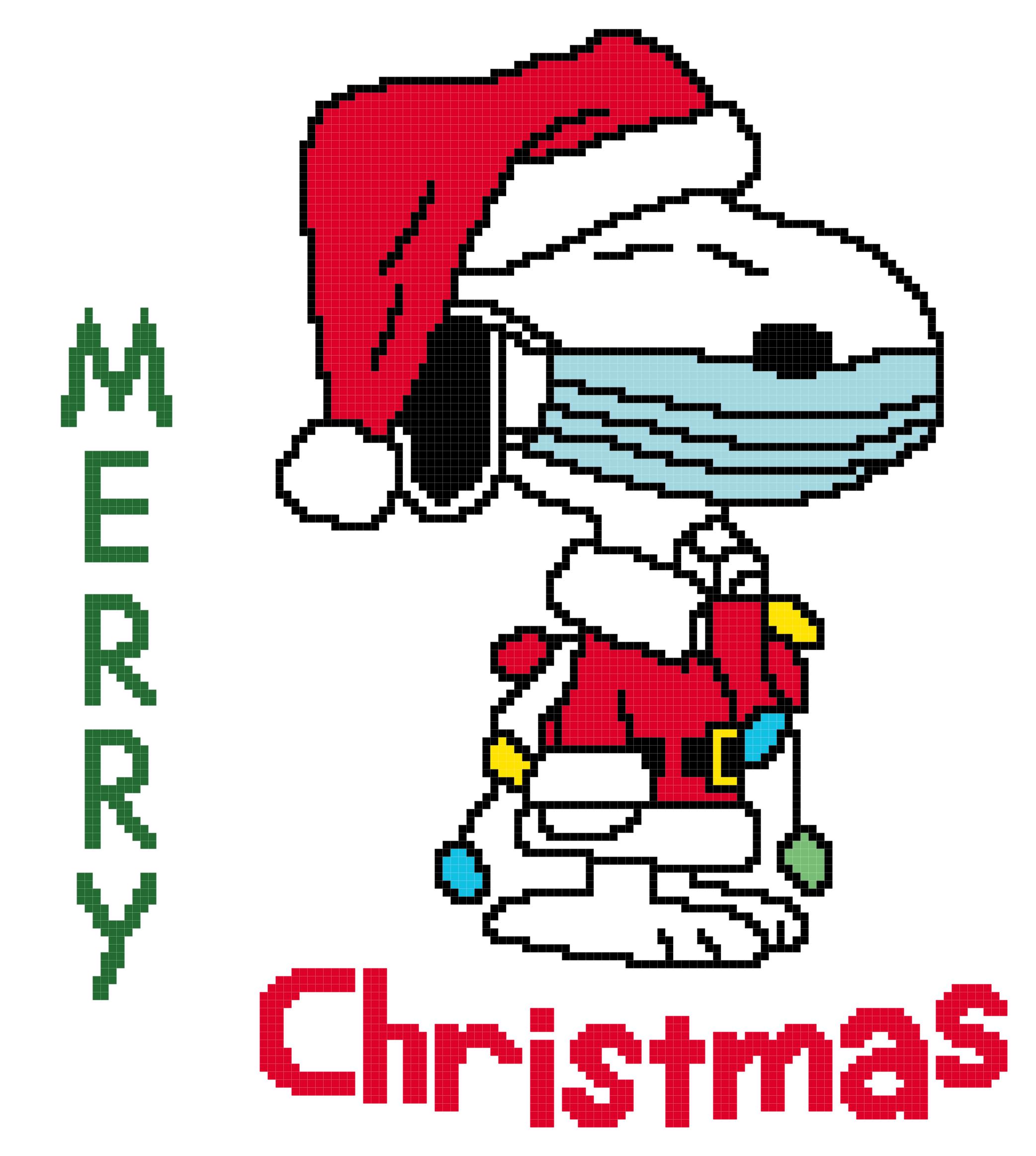 PDF ~ SNOOPY SANTA MERRY CHRISTMAS Counted Cross Stitch PATTERN