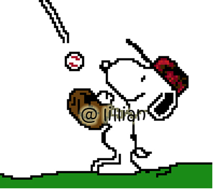 PDF ~ SNOOPY PLAYING BASEBALL Counted Cross Stitch PATTERN