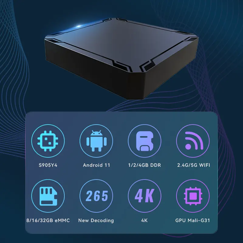 TVB-103 : Mini TV Box (2GB RAM + 16GB ROM, Compact Design, AV Output)