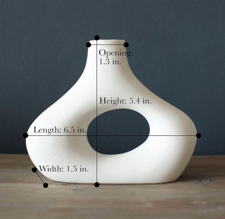 Donut Vase, Set of 2 - Minimalist Nordic, White Ceramic Hollow Donut Vase Decor | Table Centerpiece, Olive Plant, Wedding, Living Room, Bookshelf, Office, Modern Home, Entryway, Console