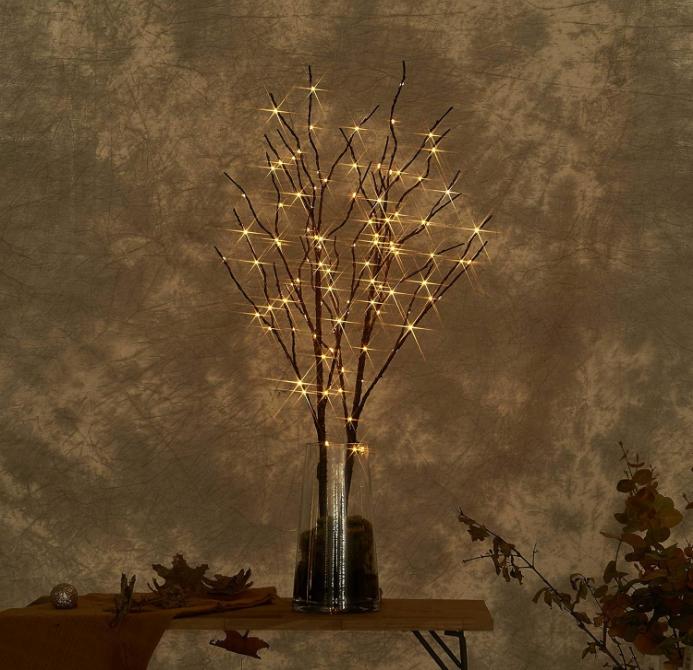 Lighted Brown Willow Branches 32IN 100 LED with Timer Battery Operated, Tree Branch with Warm White Lights for Holiday Christmas Decoration Indoor Outdoor Use