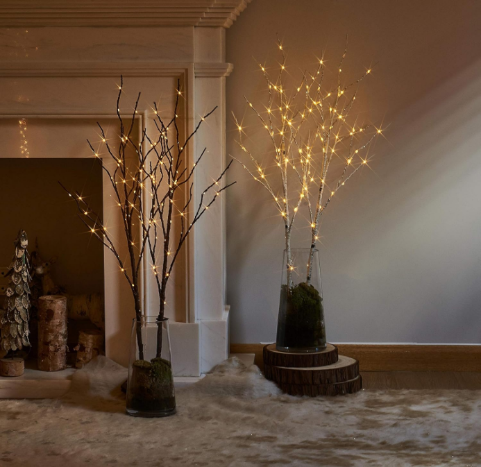 Lighted Brown Willow Branches 32IN 100 LED with Timer Battery Operated, Tree Branch with Warm White Lights for Holiday Christmas Decoration Indoor Outdoor Use