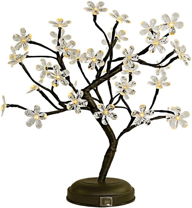New 18Inch 36LED Acrylic Blossom Bonsai Light, Clear Acrylic Flower, Battery Powered for Home Decoration