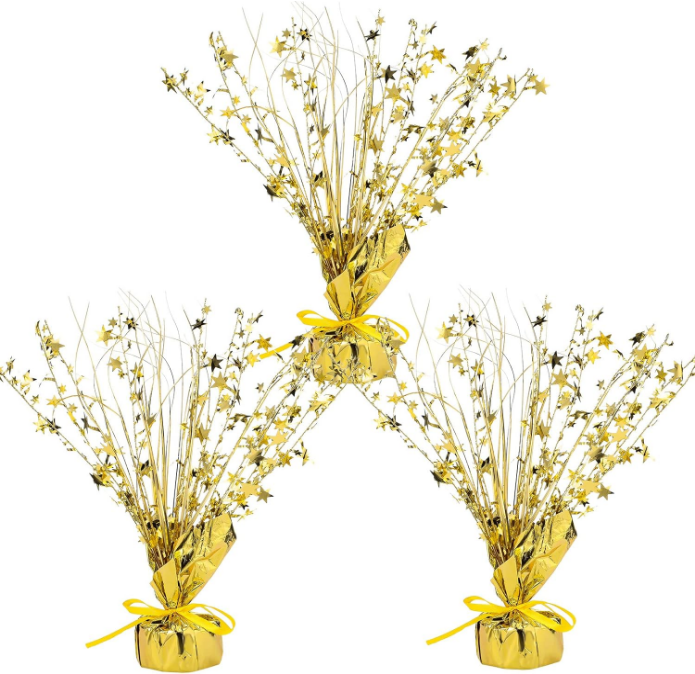 3 Pieces Metallic Foil Spray Centerpiece Christmas Party Star Table Decoration Burst Centerpieces Winter Table Decor for Birthday New Year Party Holiday(Gold)