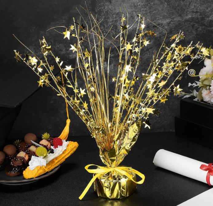 3 Pieces Metallic Foil Spray Centerpiece Christmas Party Star Table Decoration Burst Centerpieces Winter Table Decor for Birthday New Year Party Holiday(Gold)